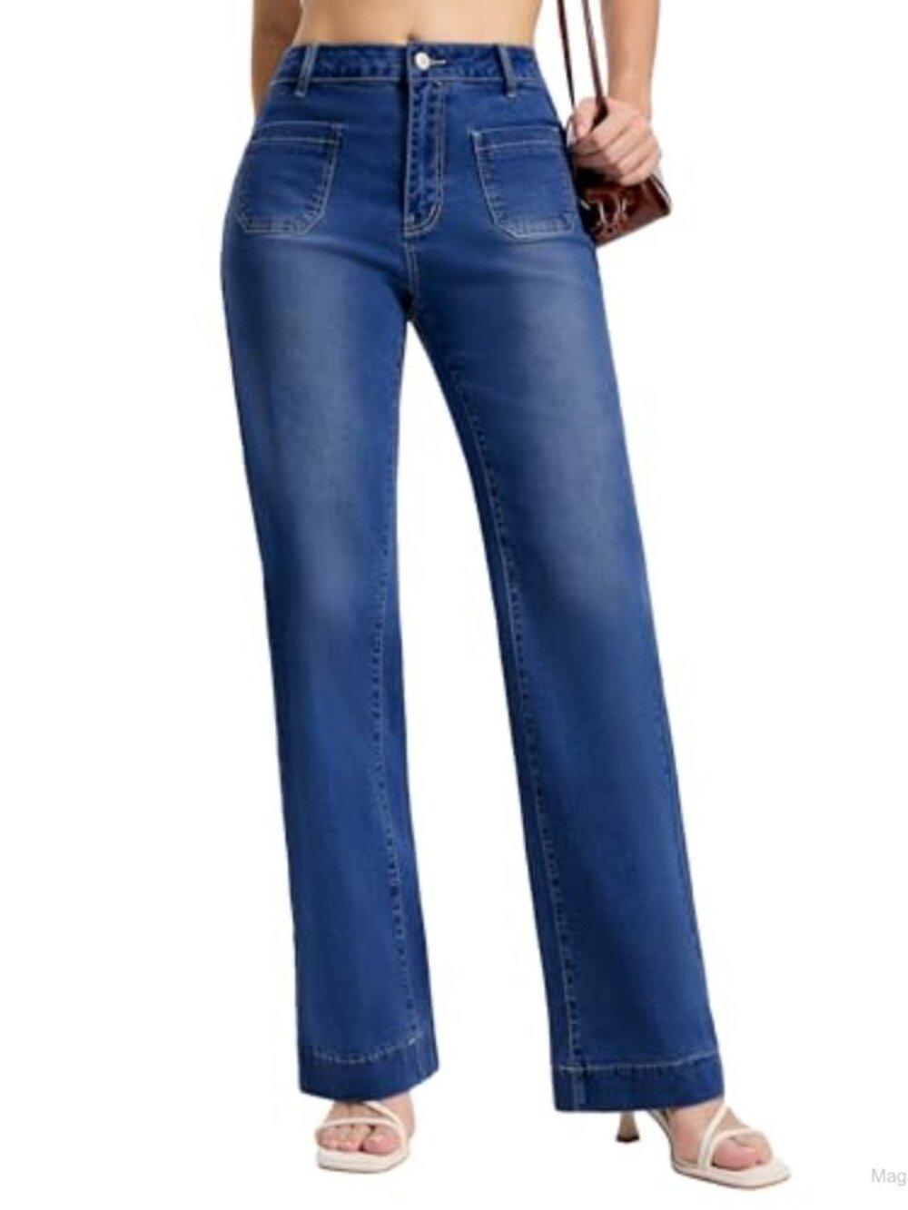 High Waist Wide Leg Stretch Jeans 4 Inseam Lengths Pockets